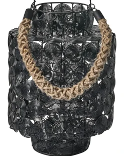 New Beliani Lanterna MMOJSTIR Metallo 35 cm Nero Marrone Nero