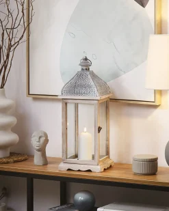 Online Beliani Lanterna SAMAR Legno di pino 47 cm Bianco