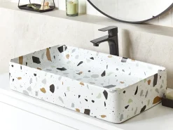 Lavabo da appoggio NULES 51 x 34 cm Ceramica Terrazzo Bianco
