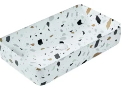 Lavabo da appoggio NULES 51 x 34 cm Ceramica Terrazzo Bianco