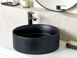 Lavabo da appoggio TEBAR ⌀ 40 cm Ceramica Nero