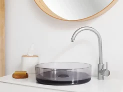 Discount Beliani Lavabo da appoggio TOLOSA ⌀ 36 cm Superficie solida Nero