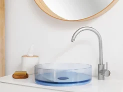 Lavabo da appoggio TOLOSA ⌀ 36 cm Superficie solida Azzurro
