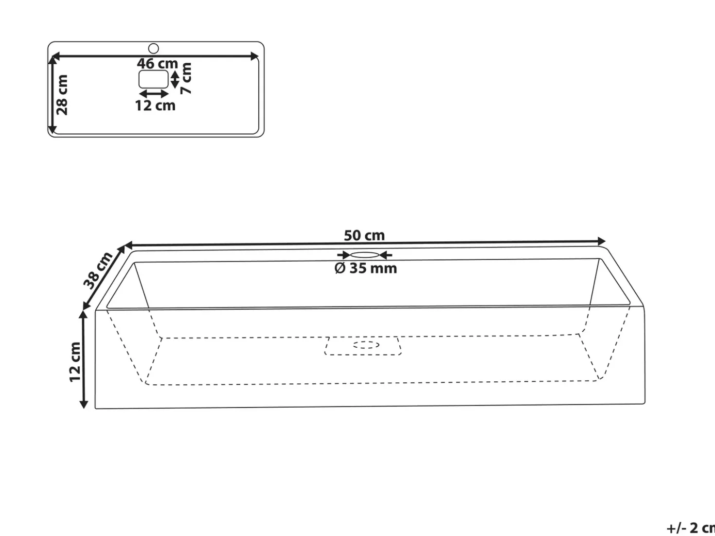 Lavabo sospeso QUENKO 50 x 38 cm Composito minerale Nero