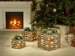Online Beliani LED ARRESKOV Regali di Natale 20/25/30 cm Marrone Bianco Marrone Nero