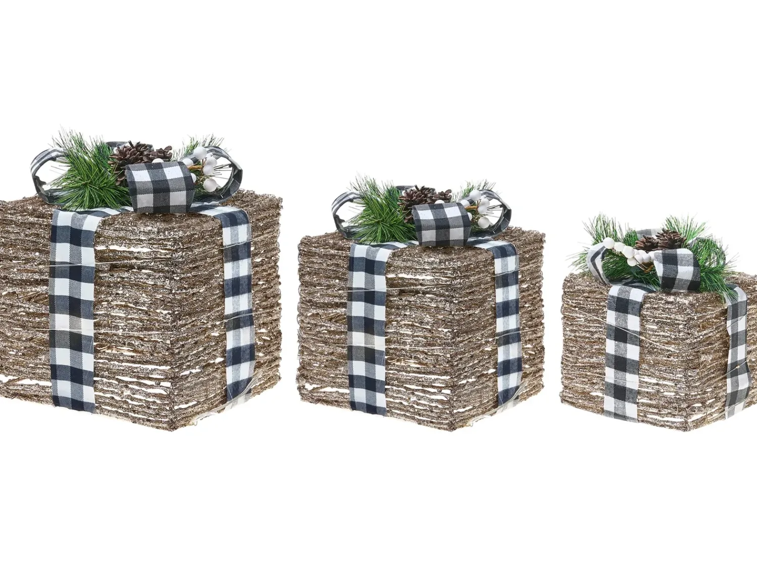 Online Beliani LED ARRESKOV Regali di Natale 20/25/30 cm Marrone Bianco Marrone Nero