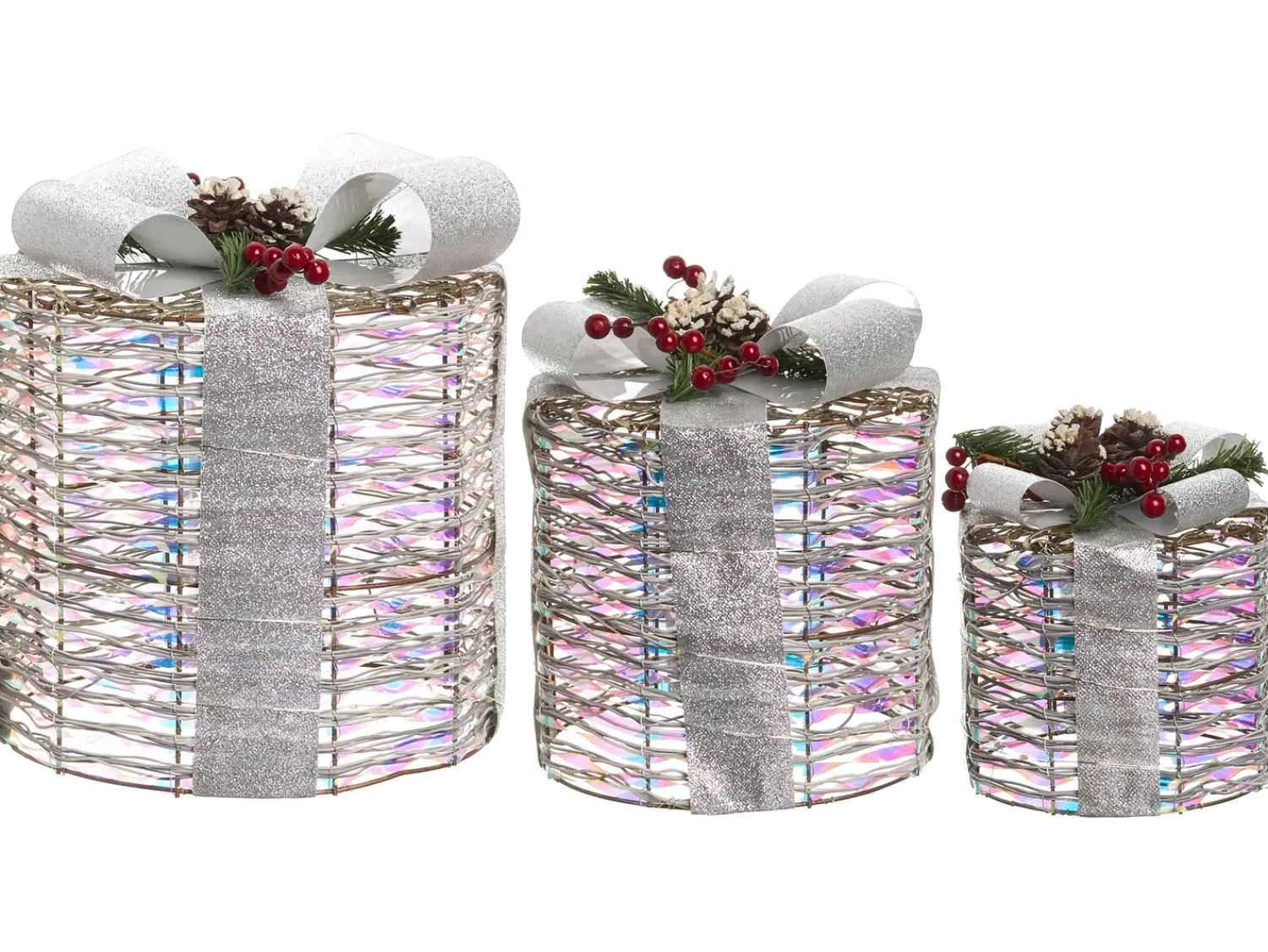 Online Beliani LED JULSO Regali di Natale 20/25/30 cm Argento Argento Multicolore