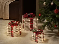 Clearance Beliani LED MANGEN Regali di Natale 20/25/35 cm Bianco sporco Bianco Nero Rosso