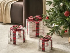 Clearance Beliani LED MANGEN Regali di Natale 20/25/35 cm Bianco sporco Bianco Nero Rosso