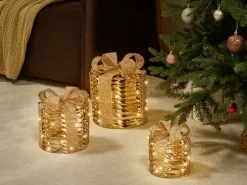 Online Beliani LED SLIVSO Regali di Natale 20/25/30 cm Oro