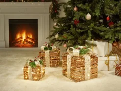 Best Beliani LED TISSO Regali di Natale 20/25/30 cm Marrone Bianco Marrone