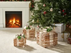 Best Beliani LED TISSO Regali di Natale 20/25/30 cm Marrone Bianco Marrone