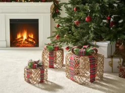 New Beliani LED VANDET Regali di Natale 20/25/30 cm Marrone Marrone Nero Rosso