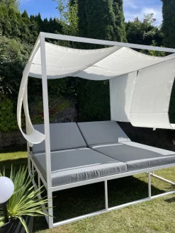 Online Beliani Lettino da giardino PALLANZA Metallo Bianco Bianco Grigio