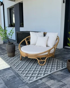 Outlet Beliani Lettino da giardino ROSSANO Rattan Naturale Beige Naturale