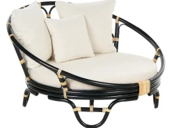 Online Beliani Lettino da giardino ROSSANO Rattan Nero Beige Nero