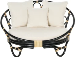 Online Beliani Lettino da giardino ROSSANO Rattan Nero Beige Nero