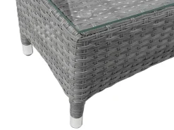 Beliani Lettino da giardino SYLT LUX Rattan sintetico (PE) Grigio Bianco Grigio