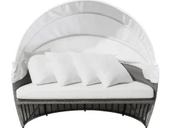 Beliani Lettino da giardino SYLT LUX Rattan sintetico (PE) Grigio Bianco Grigio