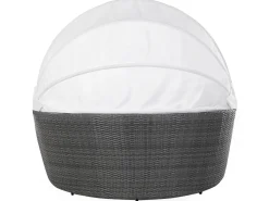 Beliani Lettino da giardino SYLT LUX Rattan sintetico (PE) Grigio Bianco Grigio