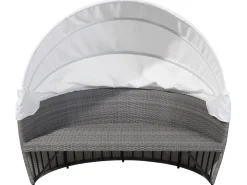 Beliani Lettino da giardino SYLT LUX Rattan sintetico (PE) Grigio Bianco Grigio