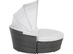 Beliani Lettino da giardino SYLT LUX Rattan sintetico (PE) Grigio Bianco Grigio