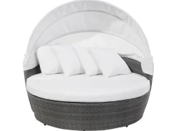 Beliani Lettino da giardino SYLT LUX Rattan sintetico (PE) Grigio Bianco Grigio