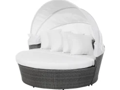 Beliani Lettino da giardino SYLT LUX Rattan sintetico (PE) Grigio Bianco Grigio