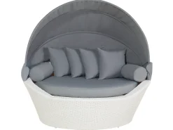 Sale Beliani Lettino da giardino SYLT Rattan sintetico (PE) Bianco Bianco Grigio