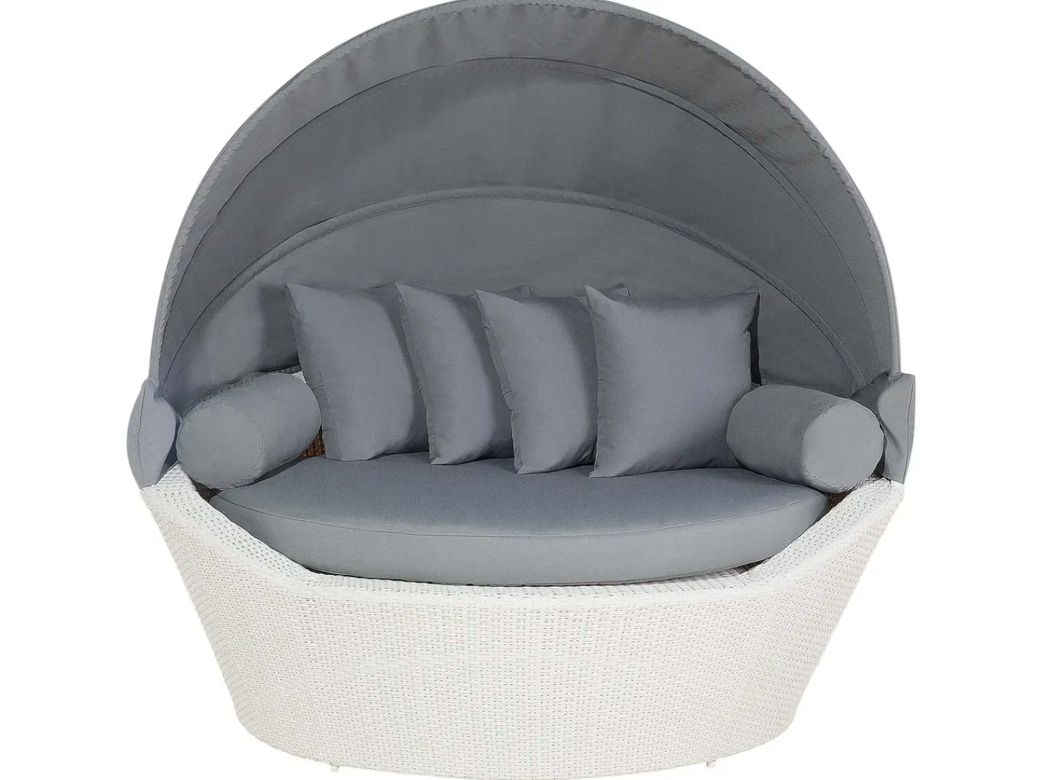 Sale Beliani Lettino da giardino SYLT Rattan sintetico (PE) Bianco Bianco Grigio