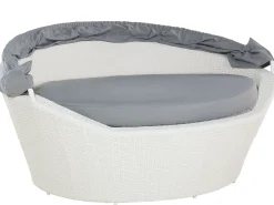 Sale Beliani Lettino da giardino SYLT Rattan sintetico (PE) Bianco Bianco Grigio