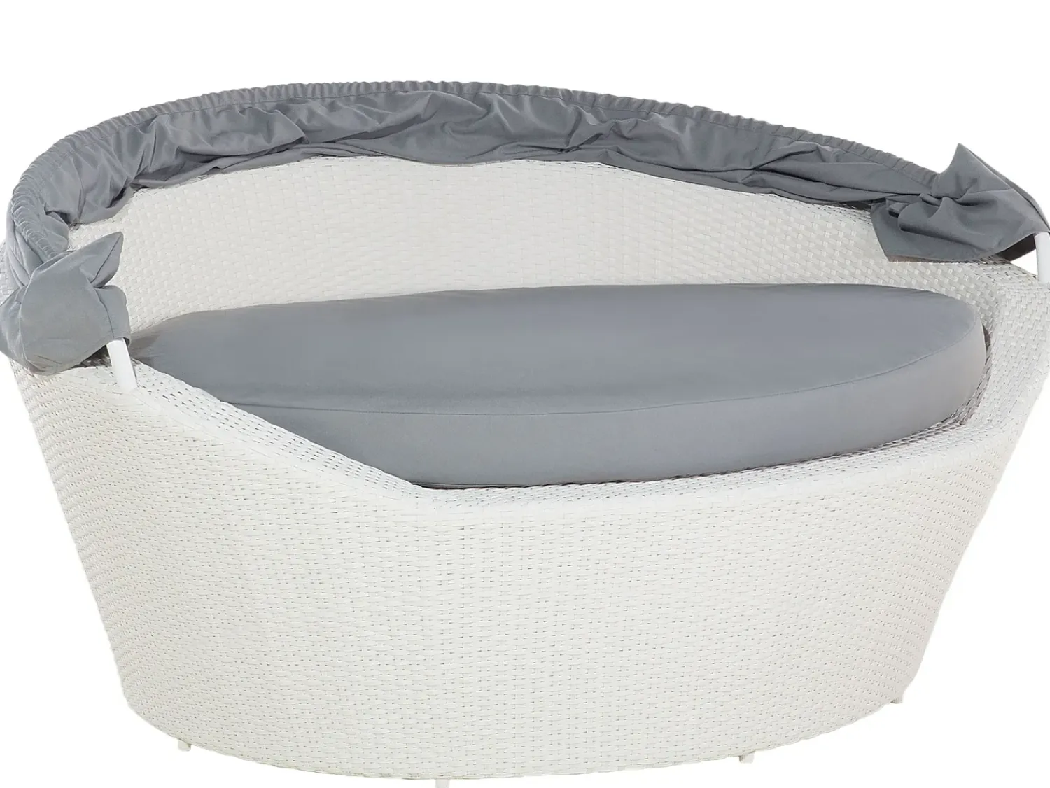 Sale Beliani Lettino da giardino SYLT Rattan sintetico (PE) Bianco Bianco Grigio