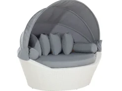 Sale Beliani Lettino da giardino SYLT Rattan sintetico (PE) Bianco Bianco Grigio