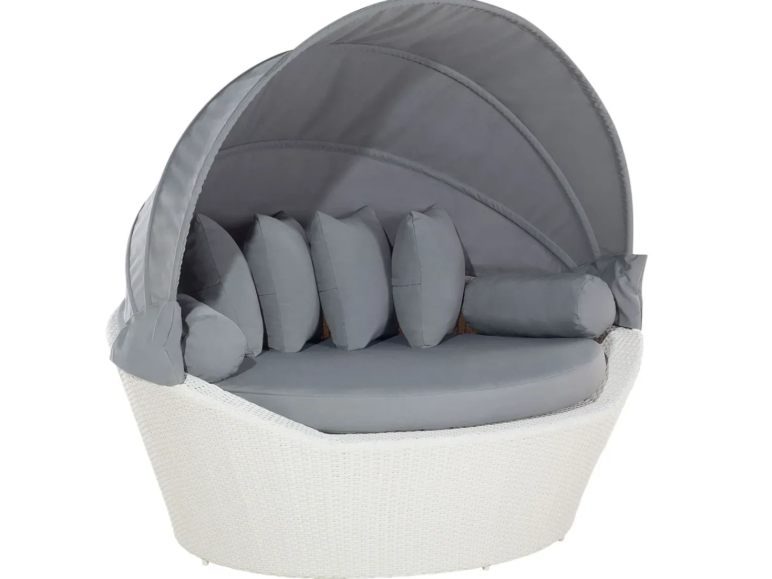 Sale Beliani Lettino da giardino SYLT Rattan sintetico (PE) Bianco Bianco Grigio