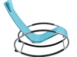 Hot Beliani Lettino Prendisole a Dondolo CAMPO Metallo Turchese Blu Argento Nero
