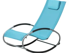 Hot Beliani Lettino Prendisole a Dondolo CAMPO Metallo Turchese Blu Argento Nero