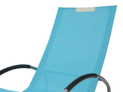 Hot Beliani Lettino Prendisole a Dondolo CAMPO Metallo Turchese Blu Argento Nero