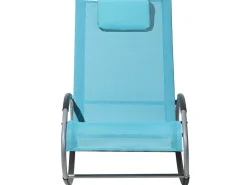 Hot Beliani Lettino Prendisole a Dondolo CAMPO Metallo Turchese Blu Argento Nero