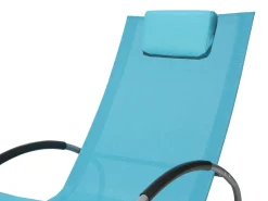 Hot Beliani Lettino Prendisole a Dondolo CAMPO Metallo Turchese Blu Argento Nero