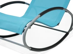 Hot Beliani Lettino Prendisole a Dondolo CAMPO Metallo Turchese Blu Argento Nero