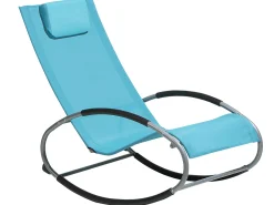 Hot Beliani Lettino Prendisole a Dondolo CAMPO Metallo Turchese Blu Argento Nero