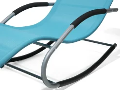 Outlet Beliani Lettino Prendisole a Dondolo CARANO Metallo Turchese Blu Argento Nero