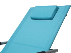 Outlet Beliani Lettino Prendisole a Dondolo CARANO Metallo Turchese Blu Argento Nero