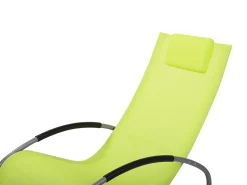 New Beliani Lettino Prendisole a Dondolo CAMPO Metallo Verde lime Verde Argento Nero