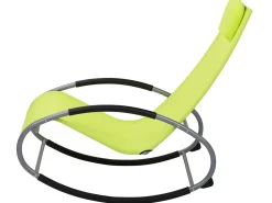 New Beliani Lettino Prendisole a Dondolo CAMPO Metallo Verde lime Verde Argento Nero