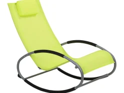 New Beliani Lettino Prendisole a Dondolo CAMPO Metallo Verde lime Verde Argento Nero