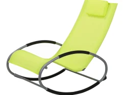 New Beliani Lettino Prendisole a Dondolo CAMPO Metallo Verde lime Verde Argento Nero