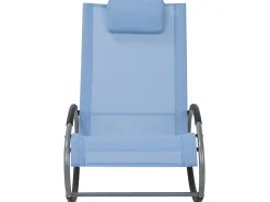 Beliani Lettino Prendisole a Dondolo CAMPO Tessuto Blu Blu Argento Nero