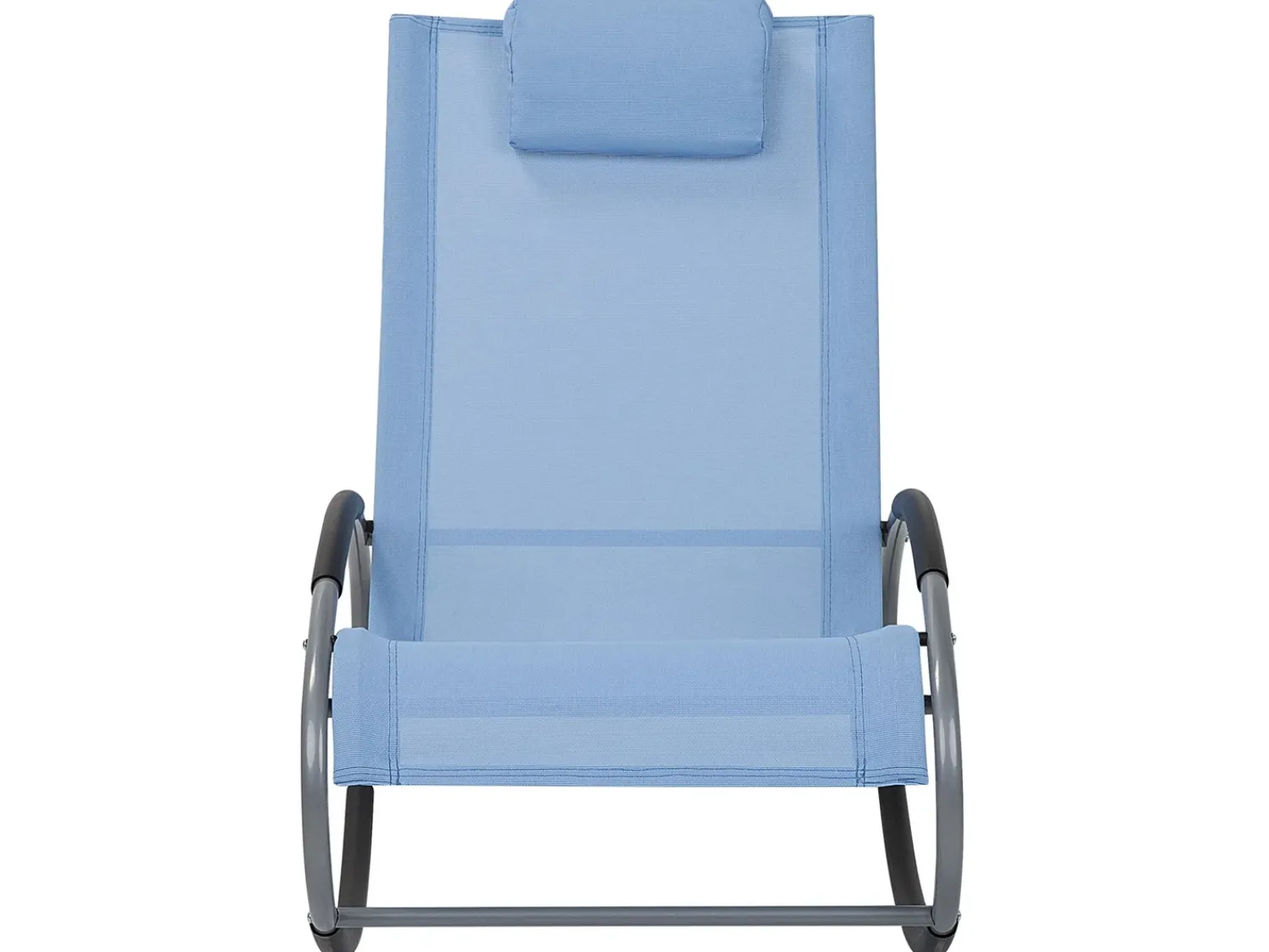 Beliani Lettino Prendisole a Dondolo CAMPO Tessuto Blu Blu Argento Nero