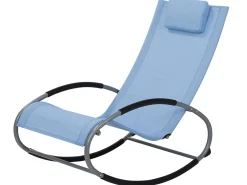 Beliani Lettino Prendisole a Dondolo CAMPO Tessuto Blu Blu Argento Nero